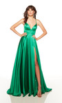 Alyce Paris 1748 Luminous Satin Plunging Neck Formal Dress