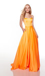 Alyce Paris 1761 Luminous Satin Scoop Neck Long Formal Dress