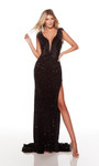 Alyce Paris 61374 Plush Sequins Plunging Neck Prom Dress