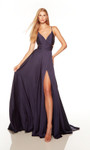 Alyce Paris 61460 Satin Chiffon V-Neck Flowy Long Prom Dress