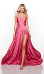 Alyce Paris 61460 Satin Chiffon V-Neck Flowy Long Prom Dress