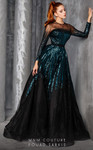 MNM Couture 2449A Crew Neck Sequin Tulle Train Ball Gown