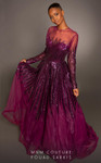 MNM Couture 2449A Crew Neck Sequin Tulle Train Ball Gown