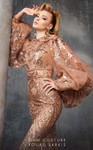 MNM Couture 2637 Long Puff Sleeves Sequin Crew Neck Dress