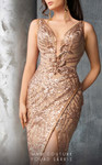 MNM Couture 2638 Sleeveless Sequin Plunging Neck Beads Dress