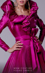MNM Couture 2696 Silk Stand Collar Neck Tea Length Dress