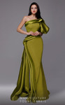 MNM Couture 2722 Satin One Puff Sleeve One Shoulder Dress