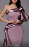 MNM Couture 2722 Satin One Puff Sleeve One Shoulder Dress
