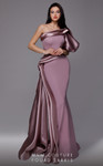 MNM Couture 2722 Satin One Puff Sleeve One Shoulder Dress