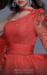 MNM Couture 2740 Chiffon Beaded Ruched One Sleeve Jumpsuit