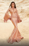 MNM Couture 2751 Long Sleeves Halter Neck Long Fitted Dress