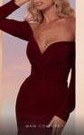 MNM Couture N0230B Off Shoulder Long Sleeves Fitted Dress