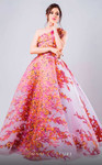 MNM Couture N0340 Jacquard Strapless Sleeveless Long Dress