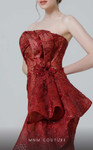 MNM Couture N0468 Lace Strapless Flower Ruffles Fitted Dress