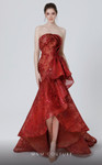 MNM Couture N0468 Lace Strapless Flower Ruffles Fitted Dress