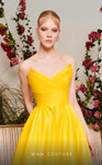 MNM Couture N0491 Taffeta Strapless V-Neck A-Line Long Dress