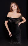 MNM Couture N0519 Velvet Square Neck Off Shoulder Long Dress