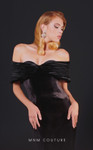 MNM Couture N0523 Velvet Sweetheart Neck Off Shoulder Dress