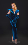MNM Couture N0524 Velvet Stand Collar Neck Sleeveless Dress
