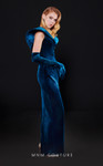 MNM Couture N0524 Velvet Stand Collar Neck Sleeveless Dress
