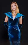 MNM Couture N0524 Velvet Stand Collar Neck Sleeveless Dress