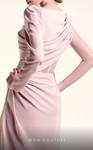 MNM Couture G1408 Crepe One Sleeve Boat Neck Fitted Dress