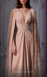 MNM Couture K3855 Crepe Beaded V-Neck Cape Sleeves Dress