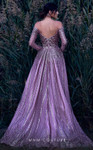 MNM Couture K3913 Chiffon Sequin Plunging Neck Long Dress