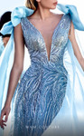MNM Couture K3923 Embroidery Beaded Plunging Neck Long Dress
