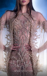MNM Couture K3960 Cape Sleeves Beaded Crew Neck Long Dress