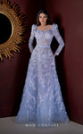 MNM Couture K3974 Illusion Neck Ruffles Long Sleeves Dress