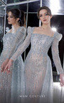 MNM Couture K3980 Beaded Square Neck Long Sleeves Long Dress