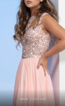 MNM Couture M0088 Chiffon Beaded Sleeveless High Neck Dress