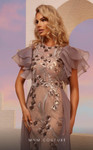 MNM Couture M0101 Organza Short Ruffle Sleeves Fitted Dress