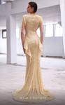 MNM Couture M1004 Beaded Plunging Neck Cap Sleeves Dress
