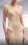 MNM Couture M1004 Beaded Plunging Neck Cap Sleeves Dress