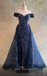 MNM Couture V6615 Off Shoulder Sweetheart Neck Beaded Dress
