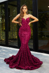 Portia and Scarlett PS21208 Sequin V-Neck Strapless Gown