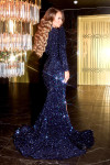 Portia and Scarlett PS22552 Sequin Plunging Neck Long Gown