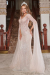 Portia and Scarlett PS22907 Beaded V-Neck Long Sleeves Gown