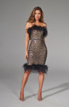 Portia and Scarlett PS23004 Strapless Feathered Midi Dress