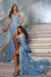 Portia and Scarlett PS23232 Off Shoulder Feather Long Gown