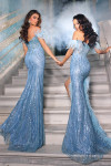Portia and Scarlett PS23232 Off Shoulder Feather Long Gown