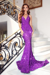 Portia and Scarlett PS23519 Sequin V-Neck Straps Sleeve Gown