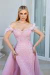 Portia and Scarlett PS23961 Sequin Tulle Beaded Feather Gown
