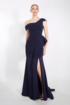 Janique 23014 Off Shoulder Cap Sleeve High Slit Prom Gown