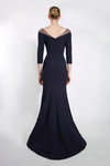 Janique 23105 Quarter Sleeves V-Neck Illusion Accent Gown
