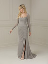 House of Wu 17101 Stretch Mesh Scoop Neck Long Sleeve Dress