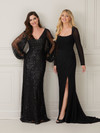 House of Wu 17114 Sequins Lace V-neck Long Sleeve Long Dress