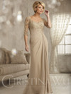 House of Wu 17823 Chiffon Lace Scoop Neck 3/4 Sleeves Dress